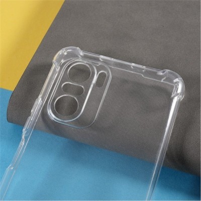 Xiaomi Poco F3 and Xiaomi Mi 11i reinforced protection hard silicone TPU transparent case - back | Priedai.lt
