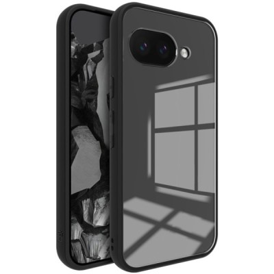 Google Pixel 9a "Imak" hard silicone TPU transparent (black edges) case | Priedai.lt