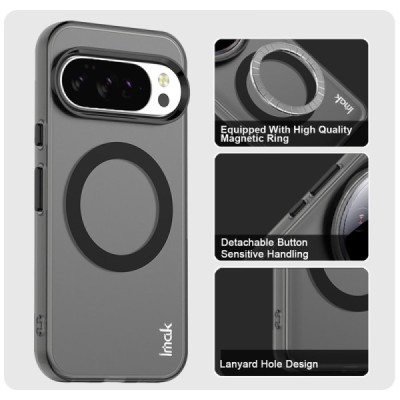 Google Pixel 10 / 10 Pro "IMAK" Candy MagSafe Hard Silicone TPU Matte Case Cover - Black | Priedai.lt