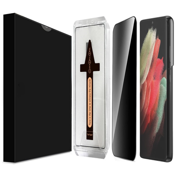 "Leyong" Tempered Glass black screen protector (1 pcs.) with frame - privacy (Galaxy S21 Ultra)