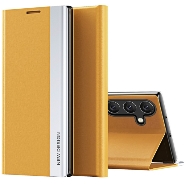 "Baoshi" Side Line flip book case cover - yellow (Galaxy S25)
