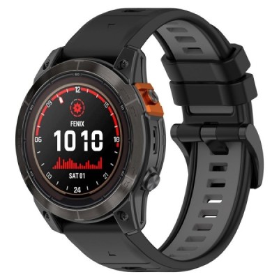 Wave smart watch Garmin Fenix 7 / 7 Pro / 6 / 6 Pro hard silicone (TPU) black bracelet | Priedai.lt