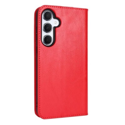 Samsung Galaxy A55 Red leather flip case | Priedai.lt
