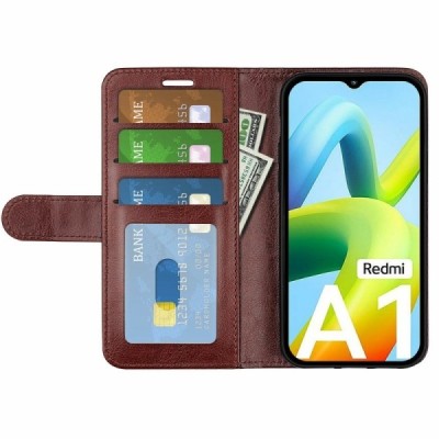 Xiaomi Redmi A2 (Redmi A1) flip Brown leather case - wallet | Priedai.lt