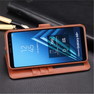 Samsung Galaxy A8 (2018) "AZNS" Retro Brown leather flip case - book | Priedai.lt