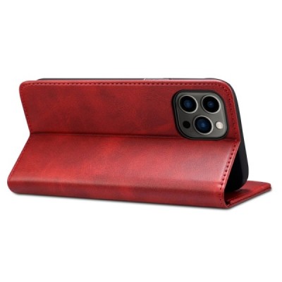 Apple iPhone 15 Pro Max "Suteni" red leather flip case - book | Priedai.lt