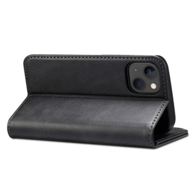 Apple iPhone 15 Plus "Suteni" Black leather flip case - book | Priedai.lt