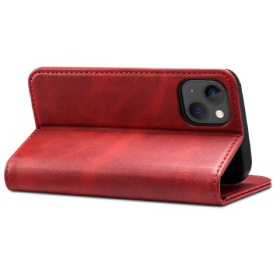 Apple iPhone 15 Plus "Suteni" red leather flip case - book | Priedai.lt