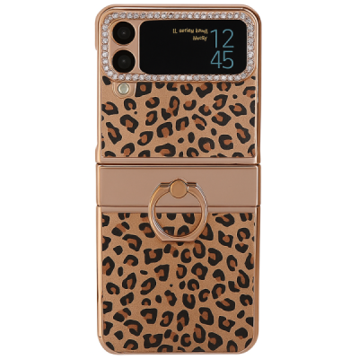 Samsung Galaxy Z Flip4 (F721) "Fashion" Kickstand Hard Silicone TPU gold Case - Back | Priedai.lt
