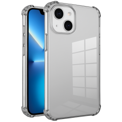 Apple iPhone 13 reinforced protection hard silicone TPU grey case - back | Priedai.lt