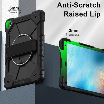 Apple iPad 9.7" 2017 (iPad 9.7" 2018) reinforced protection (360°) black kickstand case cover | Priedai.lt