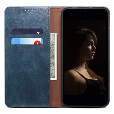 Nothing CMF Phone 1 Crazy Horse Flip Blue Leather Case - Wallet / Priedai.lt