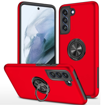 Samsung Galaxy S21 FE "Fashion" Kickstand Hard Silicone TPU Red Case - Back | Priedai.lt