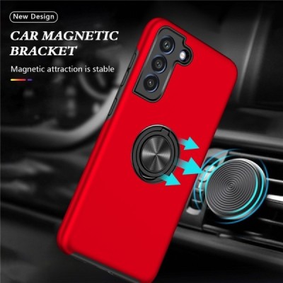 Samsung Galaxy S21 FE "Fashion" Kickstand Hard Silicone TPU Red Case - Back | Priedai.lt