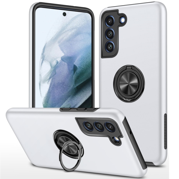 Fashion Kickstand Hard Silicone (TPU) Case - silver (Galaxy S21 FE)