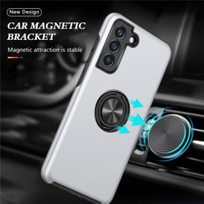 Samsung Galaxy S21 FE "Fashion" Kickstand Hard Silicone TPU silver Case - Back | Priedai.lt