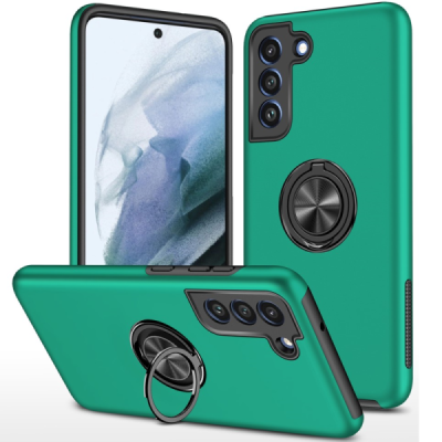 Samsung Galaxy S21 FE "Fashion" Kickstand Hard Silicone TPU Green Case - Back | Priedai.lt