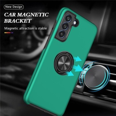 Samsung Galaxy S21 FE "Fashion" Kickstand Hard Silicone TPU Green Case - Back | Priedai.lt