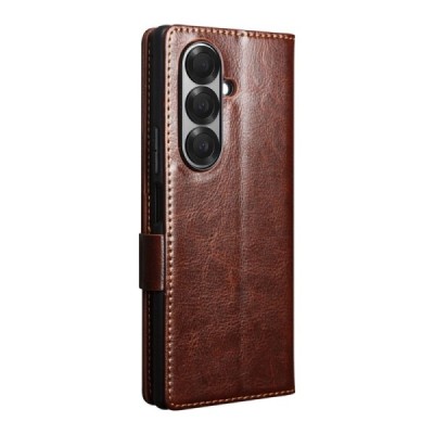 Samsung Galaxy Fold7 "QIALINO" flip-up leather case cover - brown | Priedai.lt