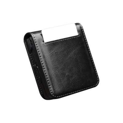 Samsung Galaxy Flip7 "QIALINO" flip-up leather case cover - black | Priedai.lt