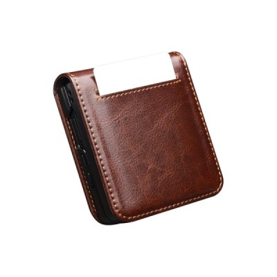 Samsung Galaxy Flip7 "QIALINO" flip-up leather case cover - brown | Priedai.lt