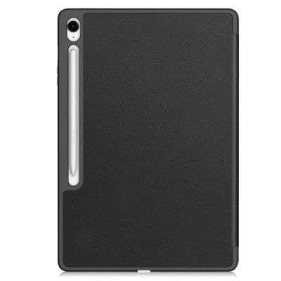 Samsung Galaxy Tab S10 FE+ flip black leather case - book with stylus slot | Priedai.lt