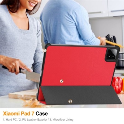 „Saige" Flip case - Red (Xiaomi Pad 7 / Pad 7 Pro / Pad 8 / Pad 8 Pro)