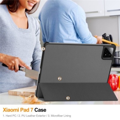 Xiaomi Pad 7 / Pad 7 Pro „Saige" Flip Book Case - Grey (foldable) | Priedai.lt