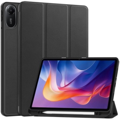 Xiaomi Redmi Pad 2 flip black leather case - book with stylus slot | Priedai.lt
