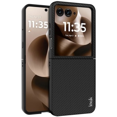 Motorola Razr 60 Ultra "Imak" Carbon Fiber black plastic case - back | Priedai.lt