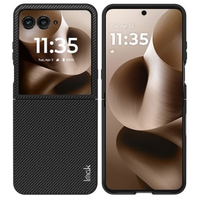 Motorola Razr 60 Ultra "Imak" Carbon Fiber black plastic case - back | Priedai.lt