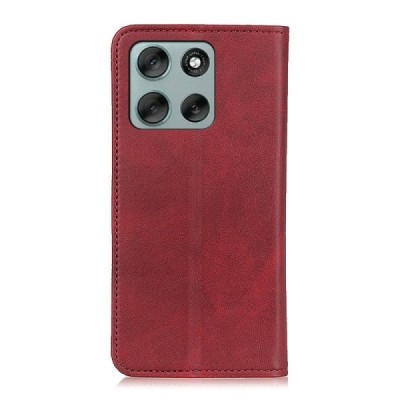 Motorola Moto G56 "Split" Red leather flip case - book | Priedai.lt
