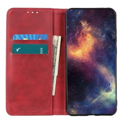Motorola Moto G56 "Split" Red leather flip case - book | Priedai.lt
