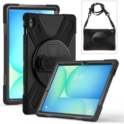 Samsung Galaxy Tab S10 FE+ reinforced protection (360°) black kickstand case cover | Priedai.lt