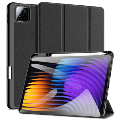 Xiaomi Pad 7 / Pad 7 Pro "Dux Ducis" Domo flip black leather case - book with stylus slot | Priedai.lt