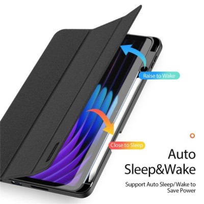 Xiaomi Pad 7 / Pad 7 Pro "Dux Ducis" Domo flip black leather case - book with stylus slot | Priedai.lt