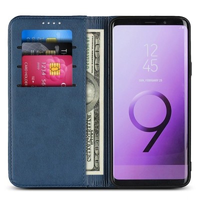 Samsung Galaxy S9+ "Split" blue leather flip case - book | Priedai.lt