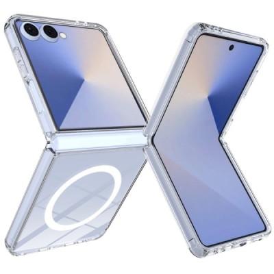 Tubi MagSafe Samsung Galaxy Flip7 clear (transparent) hard plastic case - back | Priedai.lt