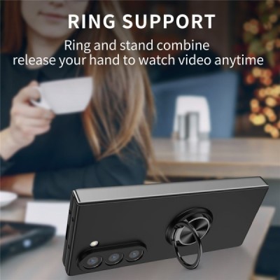 Samsung Galaxy Fold7 "Fashion" Kickstand Hard Plastic Black Case - Back | Priedai.lt
