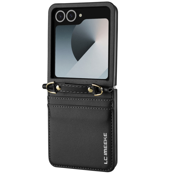 „LC.IMEEKE“ Leather plastic case - Black (Galaxy Flip7)