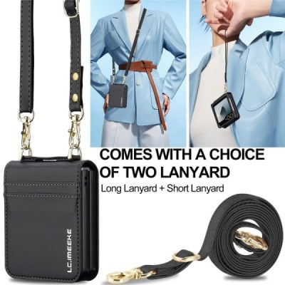 Samsung Galaxy Flip7 „LC.IMEEKE“ Leather plastic Black case - cover | Priedai.lt