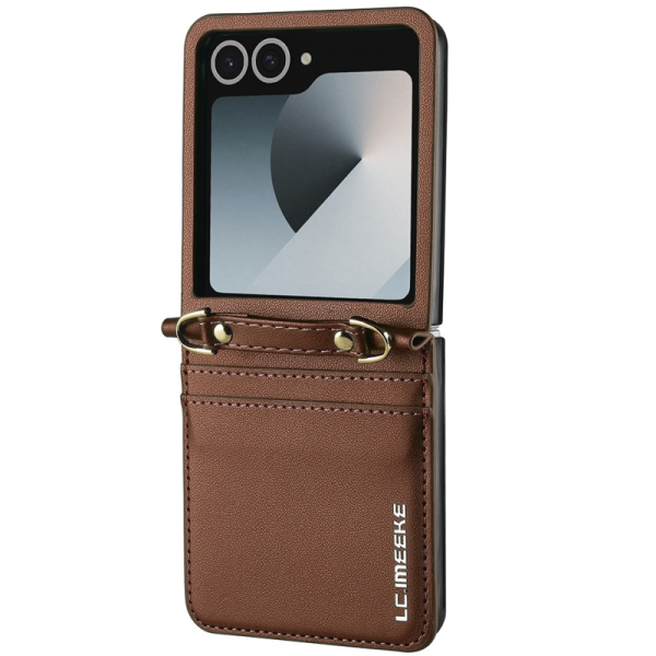 „LC.IMEEKE“ Leather plastic case - Brown (Galaxy Flip7)