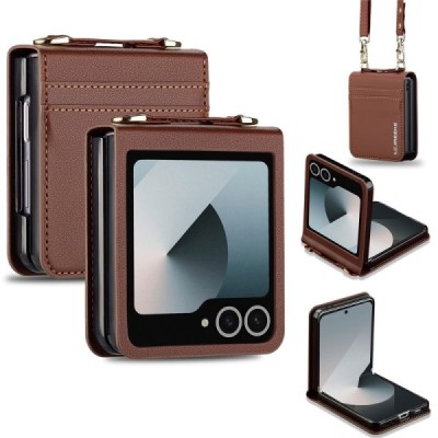 Samsung Galaxy Flip7 „LC.IMEEKE“ Leather plastic Brown case - cover | Priedai.lt