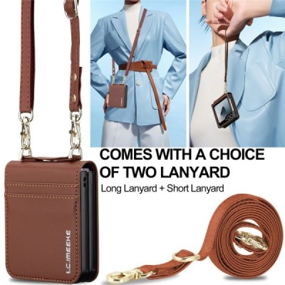 Samsung Galaxy Flip7 „LC.IMEEKE“ Leather plastic Brown case - cover | Priedai.lt