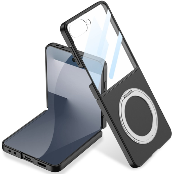 GKK Kickstand Plastic Clear Case - Black (Galaxy Flip7)