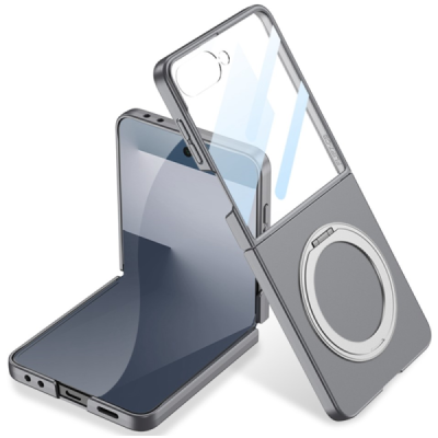 Samsung Galaxy Flip7 GKK Kickstand Grey plastic case - back | Priedai.lt