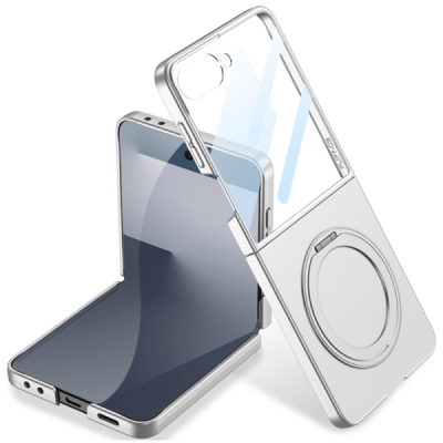 Samsung Galaxy Flip7 GKK Kickstand silver plastic case - back | Priedai.lt