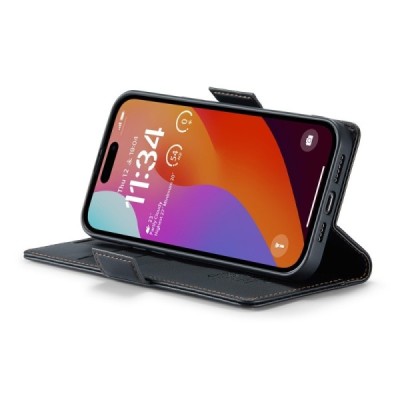 Apple iPhone 16 Pro Max CaseMe Leather Flip Case Cover - Black | Priedai.lt