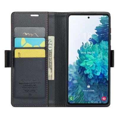 Samsung Galaxy S20 FE CaseMe Leather Flip Case Cover - Black | Priedai.lt