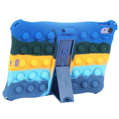 iPad 11 2025 / iPad 10.9 2022 Popit Bubble Kickstand Soft Silicone TPU Blue Case - Back | Priedai.lt